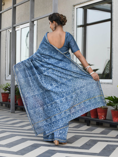 MULMUL MANASVINI TIE-DYED CHANDERI SAREE MULMUL MANASVINI TIE-DYED CHANDERI SAREE
